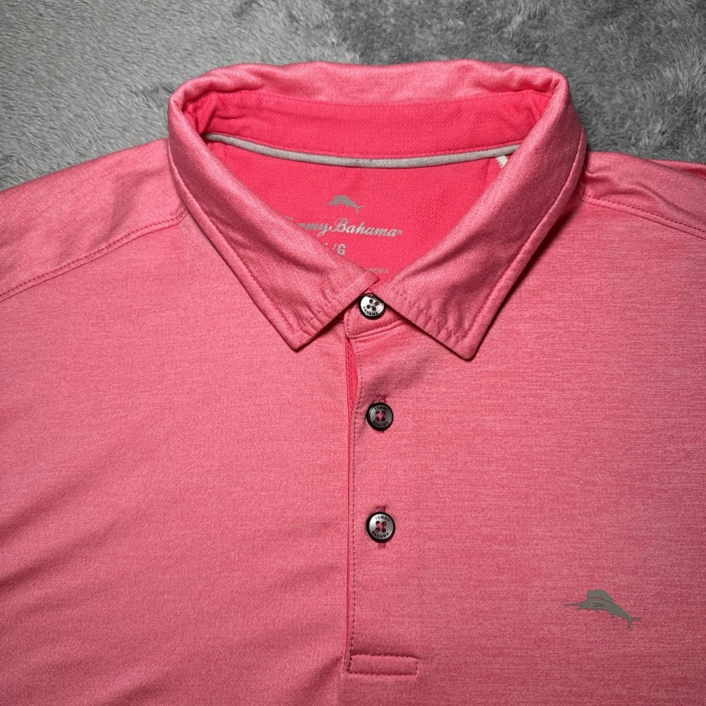 Tommy Bahama Men's SZ L Pink Golf Polo Short Sleeve Shirt Casual Breathable Top